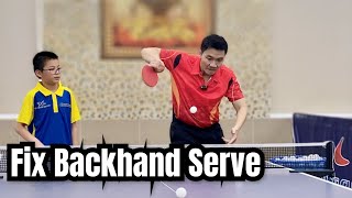 Ti Long guides and fixes Backhand Serve technical errors for players in Sweden | Part 5