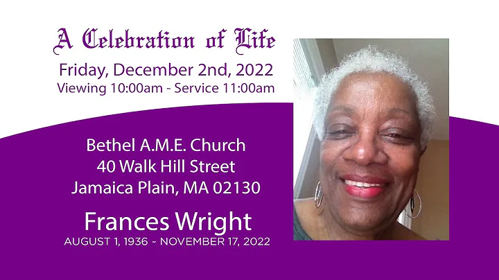 A Celebration of  Life of Frances Wright - August ...