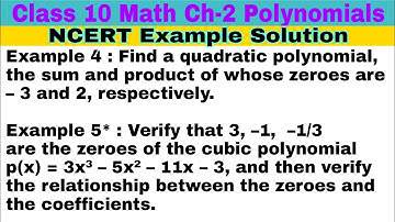 Class 10 Ch 2 Ncert Example 4 | Example 5 | Polynomials | Math | NCERT Solution | CBSE |
