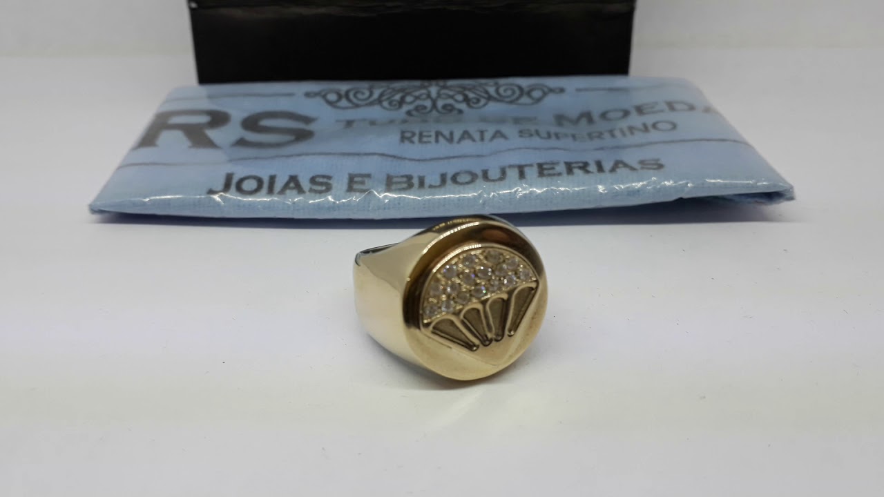 Anel Dedeira em Moeda Antiga Cravejada e com Forro de Prata - RS TUDO ...