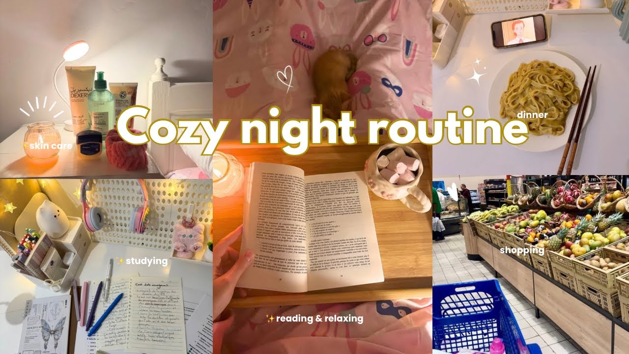 Cozy night routine after long study day🌙, dinner, relaxing & productive, self care, aesthetic vlog