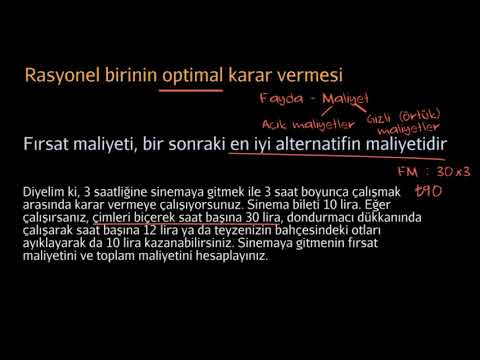 Optimal Karar ve Fırsat Maliyetleri (Ekonomi ve Finans) (Mikroekonomi)