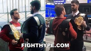 (WHOA!) CANELO SIZES UP ROCKY FIELDING FOR THE FIRST TIME; CRAZY HEIGHT AND REACH DIFFERENCE