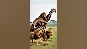 This lion king really knows how to enjoy. It makes the giraffe carry it while charging forward.