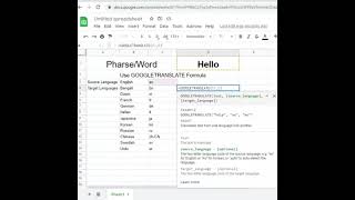 How to Use Google Translate in Google Sheets #shorts #googletranslate #googlesheets