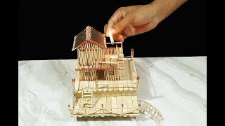 How to Make an Amazingly Beautiful House With Match And Popsicle Stick & Burning Down   DIY Match &