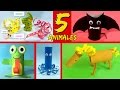 5 ANIMALES con tubos de papel higiénico * Ideas de RECICLAJE