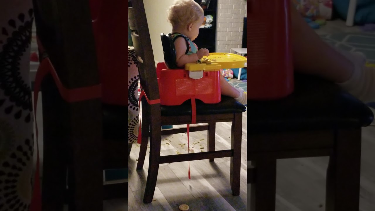 Addie throwing dinner on the ground. 14 months - YouTube