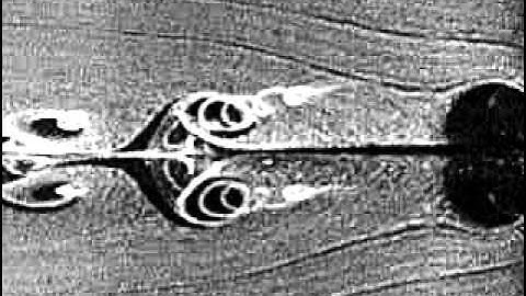 Flow visualization of a laminar necklace (horseshoe) vortex regime in and endwall flow.