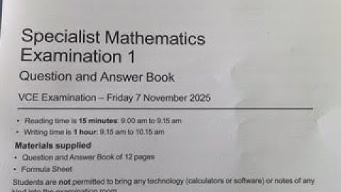 2025 VCE Specialist Maths Exam 1 Suggested Solutions