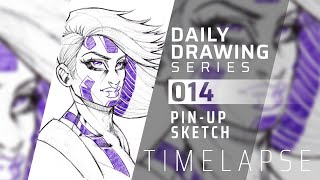 Daily Drawing Series 014 | Original Character Concept Sci-Fi Pin-Up Pen Sketch