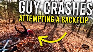 Guy Attempts a Backflip on a Small Jump but Crashes Eventually