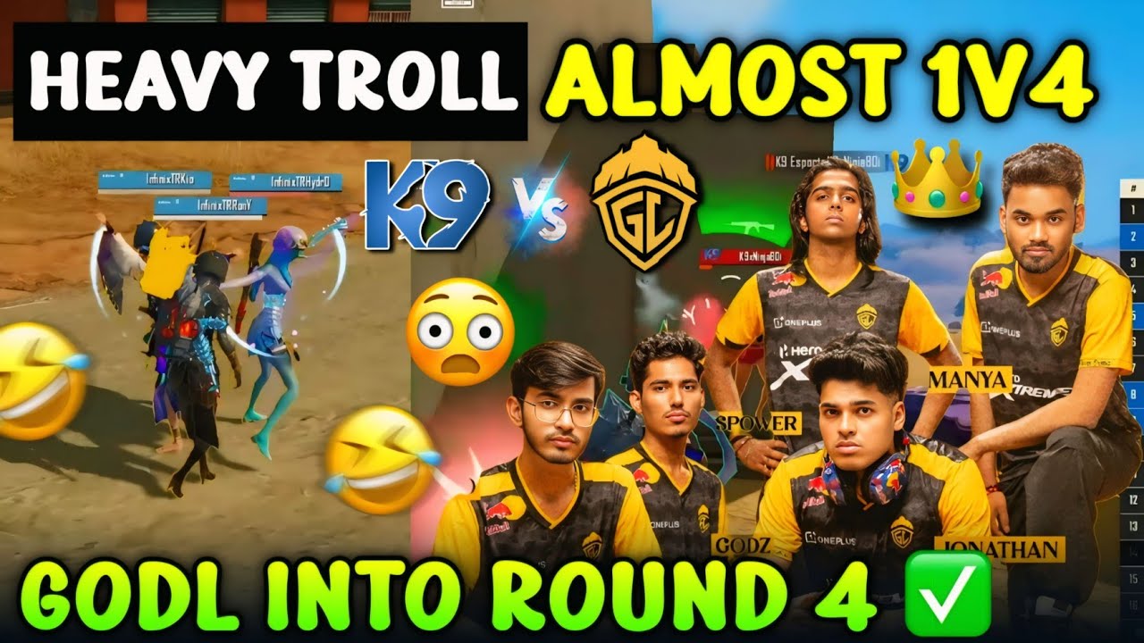 JONATHAN ALMOST 1V4 K9 👑 GODL QUALIFY FOR BGIS ROUND 4 ❤️‍🩹 HEAVY TROLL VS😂 | GODL 