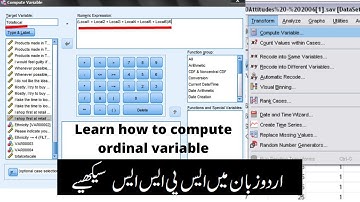 SPSS tutorial || How to use compute variable || Urdu/Hindi Language