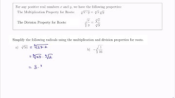 MTH 65 (§6.1, v12) Multiplication and Division Property for Roots
