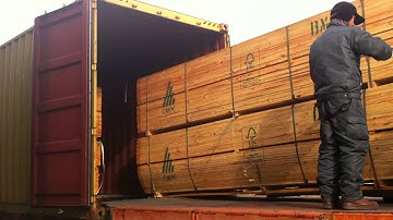 How to unload bundle of woods in container van..