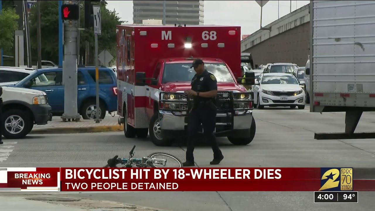 Bicyclist dies after being hit by 18-wheeler - YouTube