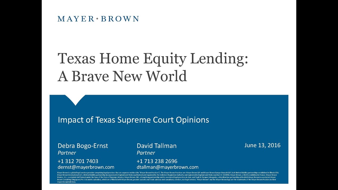 Texas Home Equity Lending A Brave New World YouTube