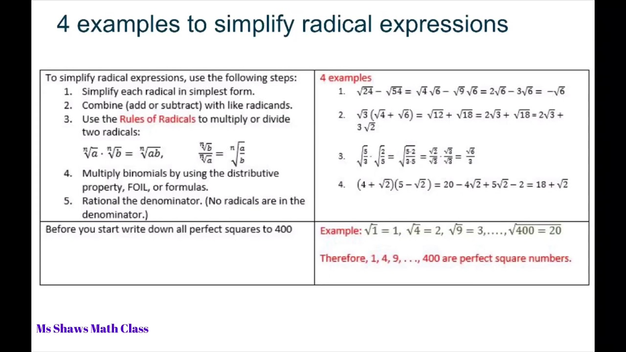 Radical Expression In Simplest Form