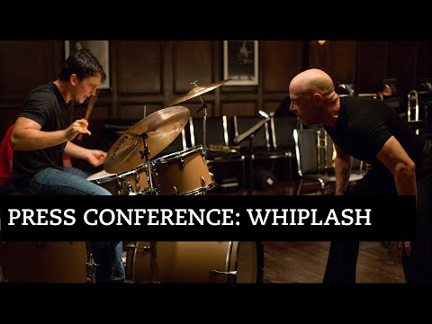 J.K. Simmons and Miles Teller at the Whiplash press conference at LFF