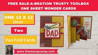 🔴Two Fun Fold One Sheet Wonder Cards With the Sale-a-bration Trusty Toolbox Designer Series Paper