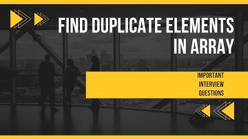 How To Find Duplicate Elements in Array || Important Java Interview Questions