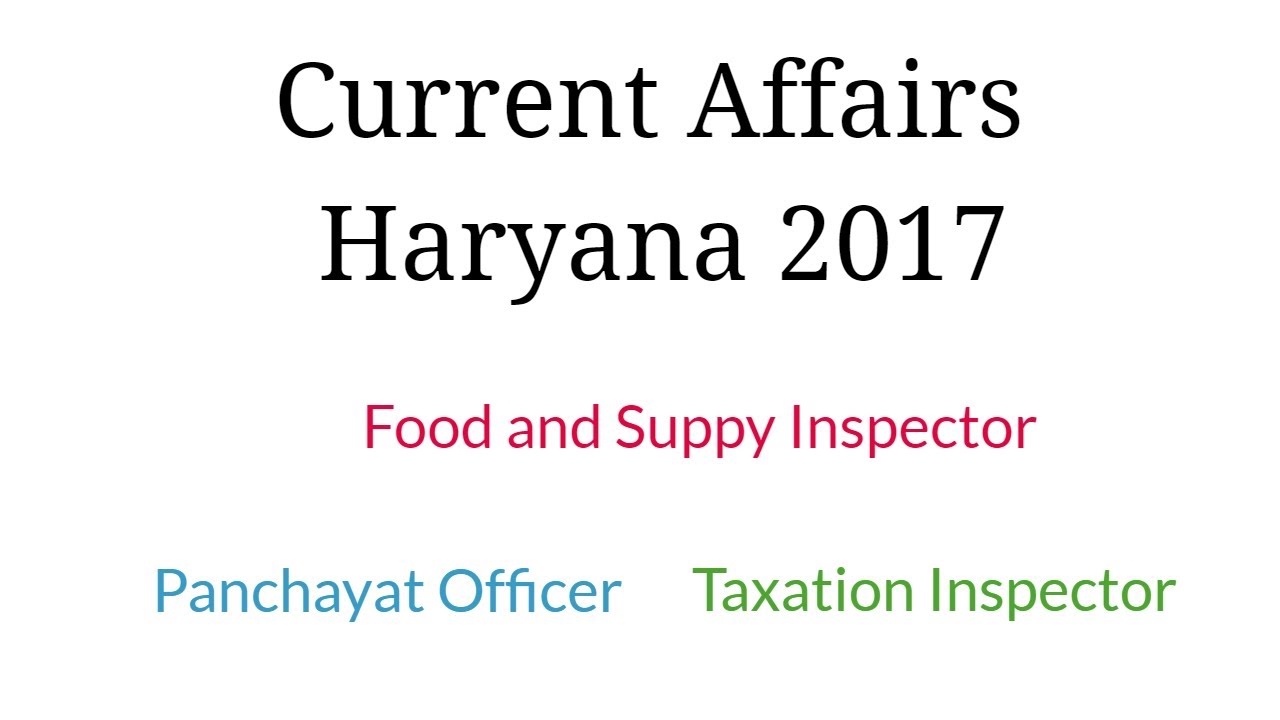 Current Affaris Haryana for HSSC Panchayat Officer, Food Supply