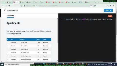SQL Part 14 SoloLearn Apartments Project or Challenge using Where , AVG , Order By