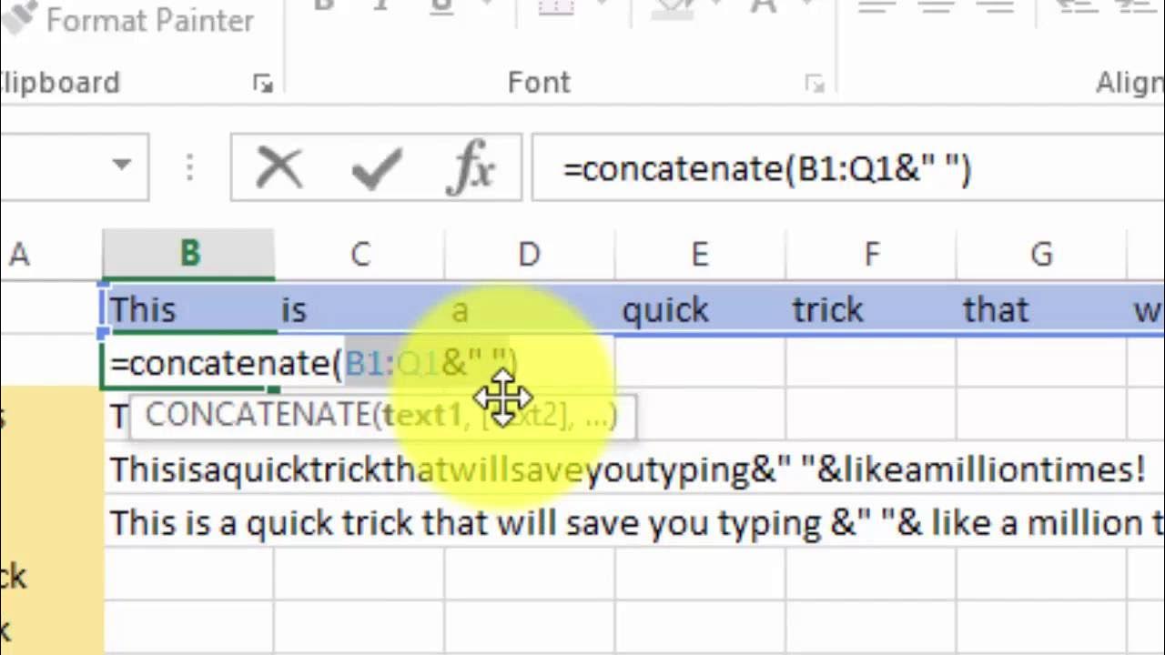 Combine the values of many cells in Excel with a common delimiter using