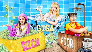 Poor Vs Rich Vs Giga Rich At The Swimming Pool  Funny Stories About Baby Doll Family