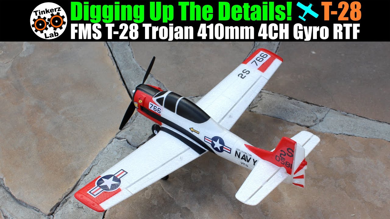 Раскапываем детали! FMS T-28 Trojan, размах крыльев 410 мм, 4 канала, гироскоп, радиоуправляемый ...