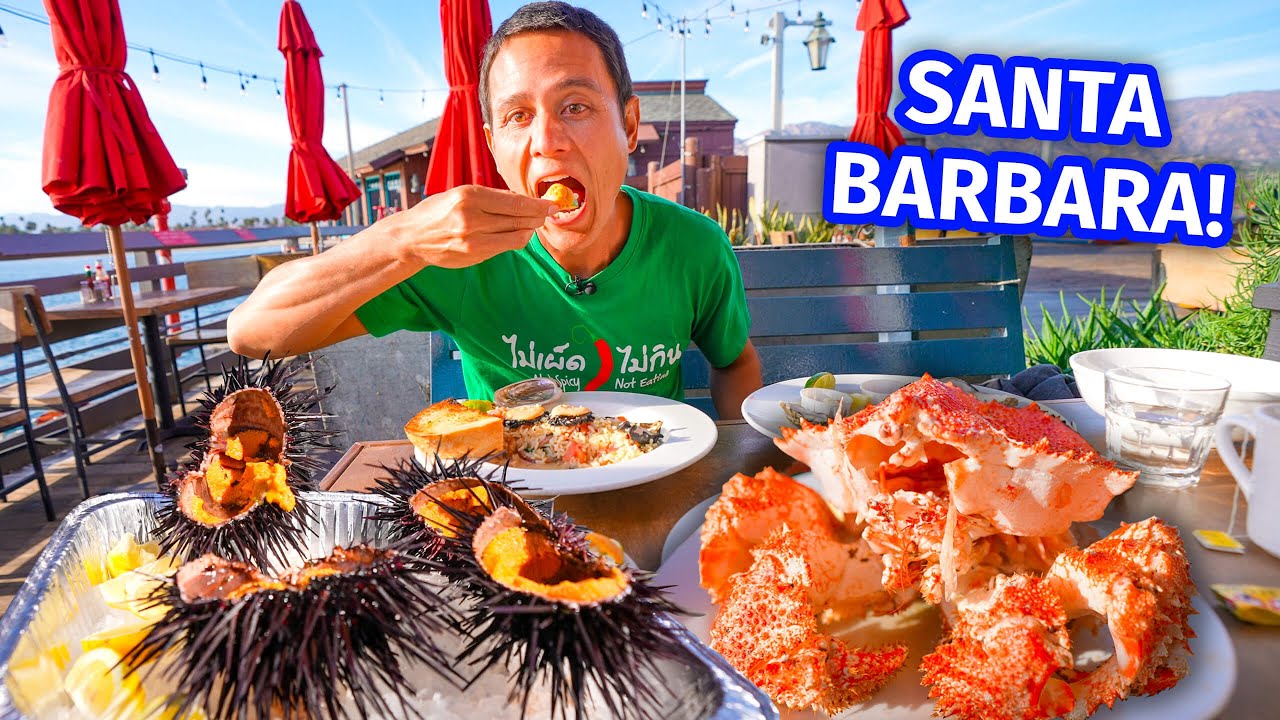 Golden URCHIN YOLK + Box Crab!! FOOD TOUR in Santa Barbara - California Coast! | Mark Wiens