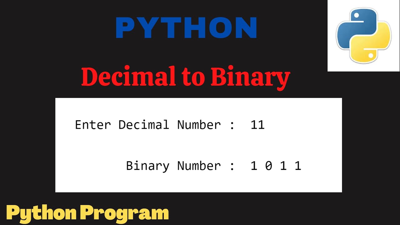 Decimal to Binary Number | python code 