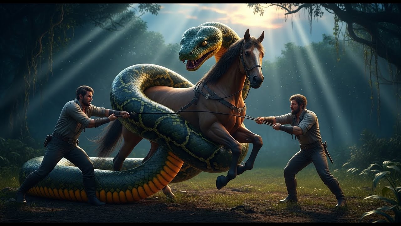 Unbelievable! Brave Heroes Saves Autistic Horse from Giant Python Deadly Coils in Thrilling Rescue!