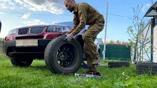 Дачный шиномонтаж BMW своими руками.