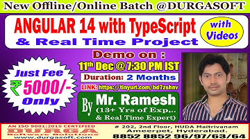 ANGULAR 14 Offline/Online Training @ DURGASOFT