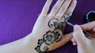 تعليم النقش الأسود خطوه بخطوه Learn black henna with a feather, step by step