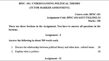 BPSC 101 IGNOU SOLVED ASSIGNMENT 2022 2023 | ENGLISH UNDERSTANDING POLITICAL THEORY JULY 22 JAN 23