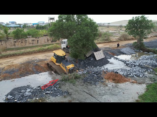 Part 2| Continue to Processing Landfill with Incredible Rock Moving by Dozer Dump Truck Unloading class=