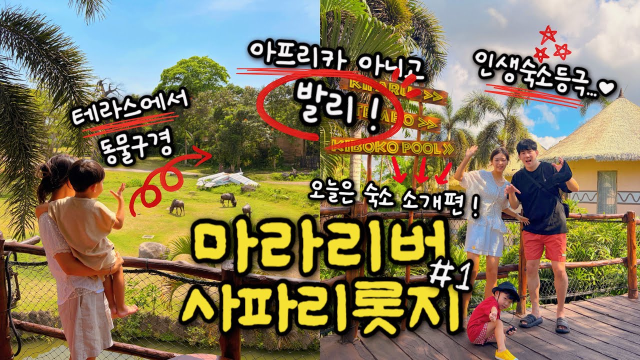 발리 마라 리버 사파리 롯지 #1 ｜아이랑 우붓 숙소 , 트위가룸 , 사파리 저니 버스 투어 , 기린 먹이주기