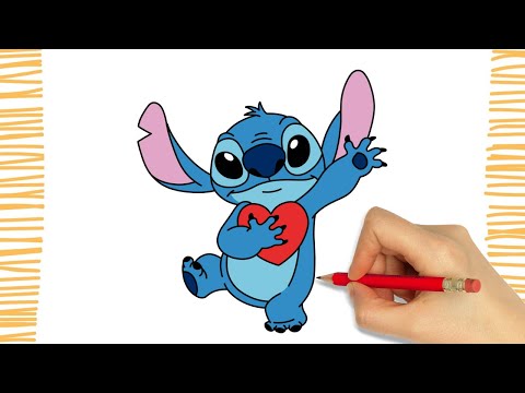 Como Desenhar o STITCH COM CORAÇÃO I Fácil ( Passo a Passo )