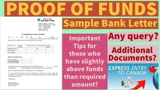 Proof of Funds | Express Entry Canada | Sample Bank Letter