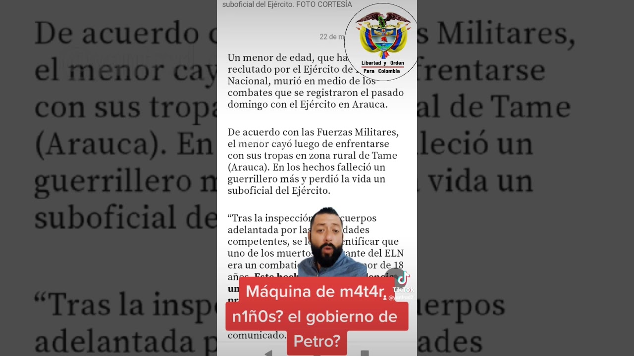 Menor reclutado por ELN muerto en combate, que dice Petro? 