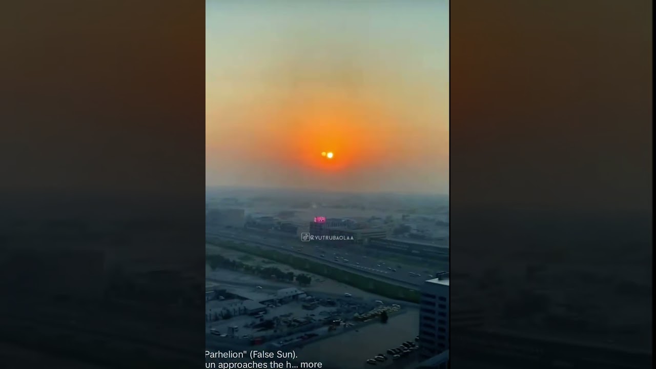 Parhelion false sun. 2 suns in the sky.