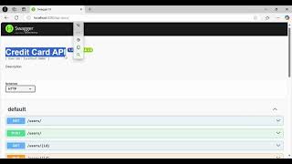 Credit card API Endpoints | CRUD Operations