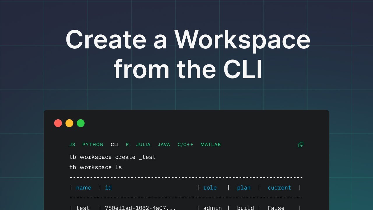 Create a Tinybird Workspace in the CLI - YouTube