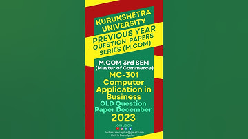 Computer Application in Business of Kuk M.Com 3rd Sem Previous Year Paper 2023|Exam Capital| RJ
