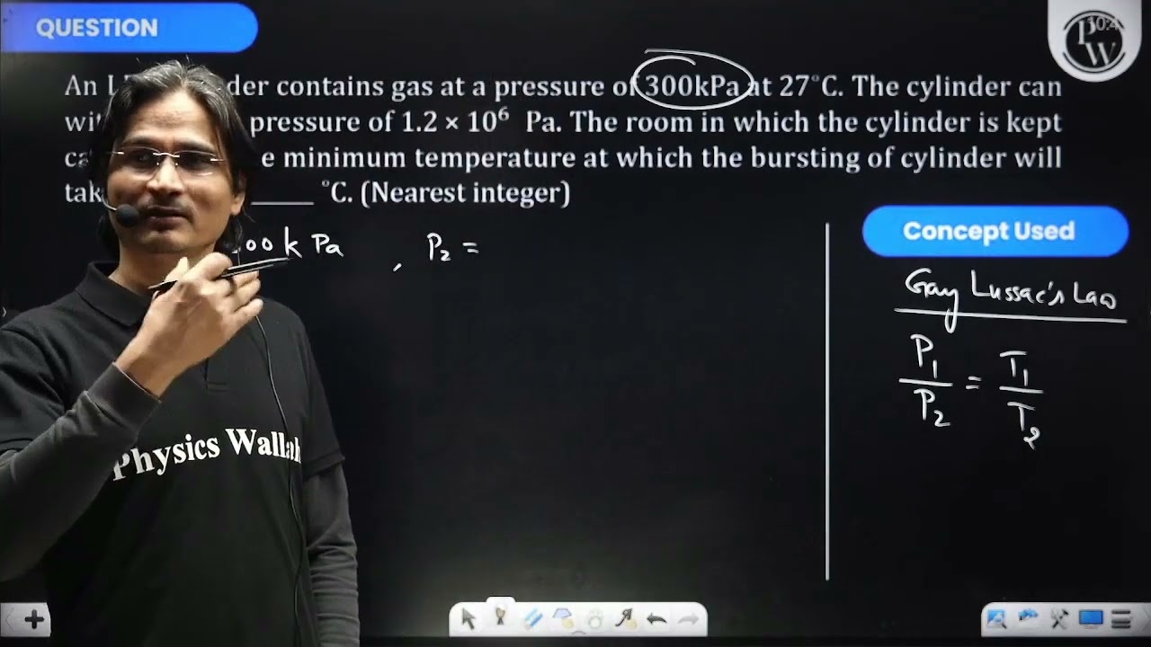 An LPG cylinder contains gas at a pressure of 300&