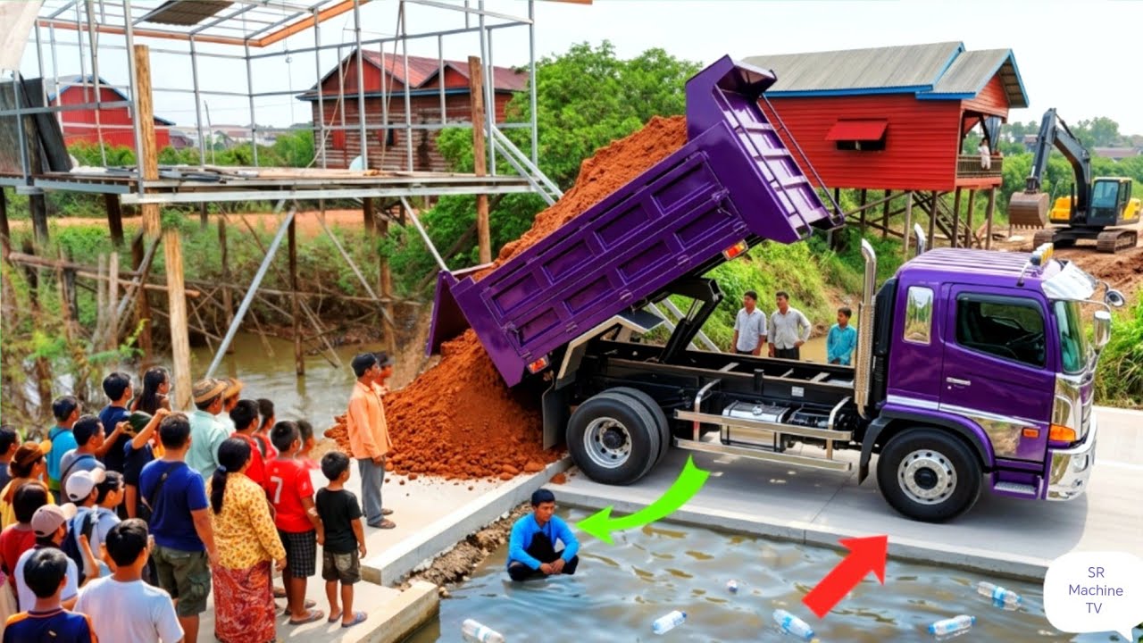 Complete Soil Under New House PROJECT! 5-T Dump Truck Unloading Soil & Skill Bulldozer Pushing Soil