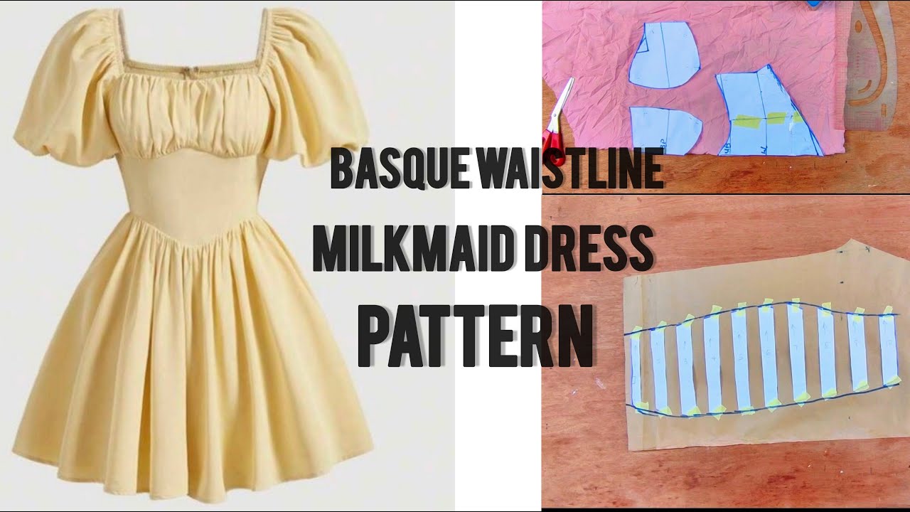 Basque Waist Pattern Confidensews a basque waistline Milkmaid Dress with Puff sleeve # ...